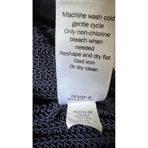 Athleta Womens Highline Sweater Navy Blue Cotton Nylon V Neck Split Hem Sz M - Picture 9 of 9